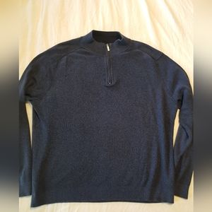 Tommy Bahama Sweater Men’s XXL Blue 1/4 Zip Waffle Knit Mock Neck